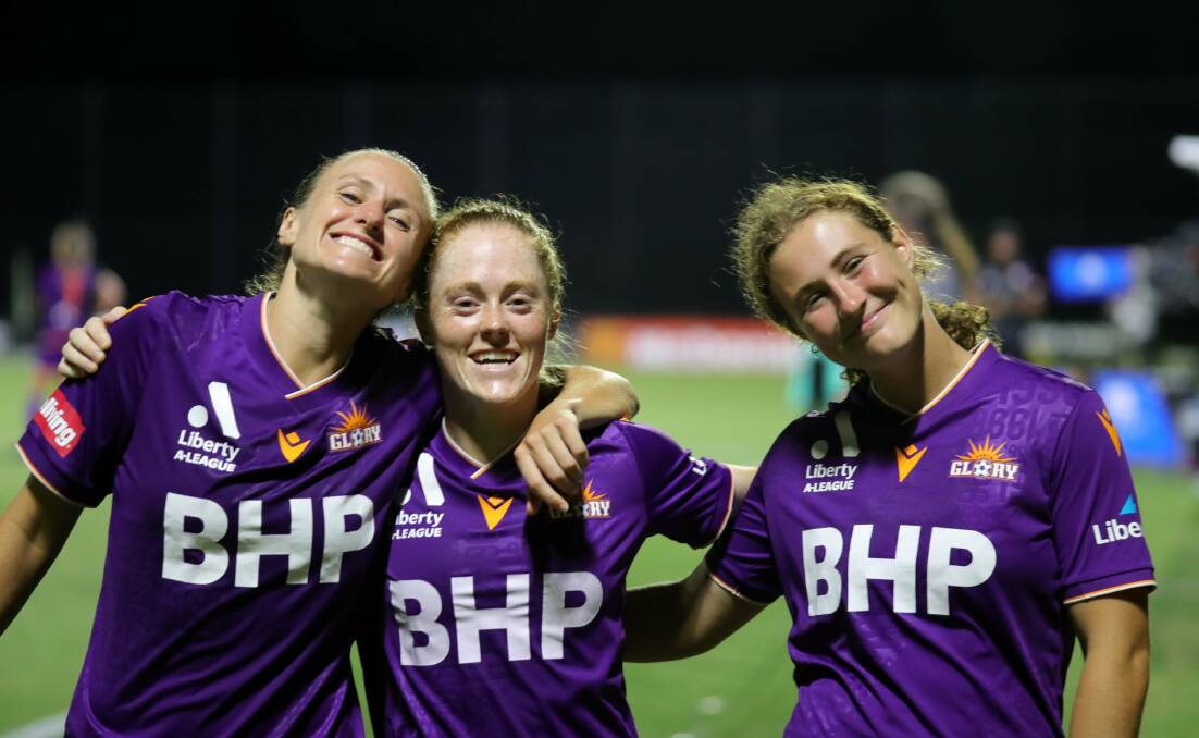 READY TO GO: Tash Rigby, Sarah Cain and Abbey Green have been key for Perth this season. Picture: Dan Ullman/Aptitude Photography.