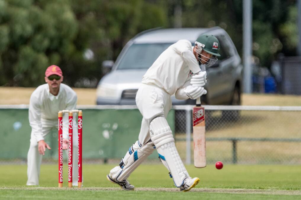 LEADER: Launceston's opener Cameron Lynch led from the front to top-score with 94 against Mowbray on the opening day of their two-day match. Picture: Phillip Biggs
