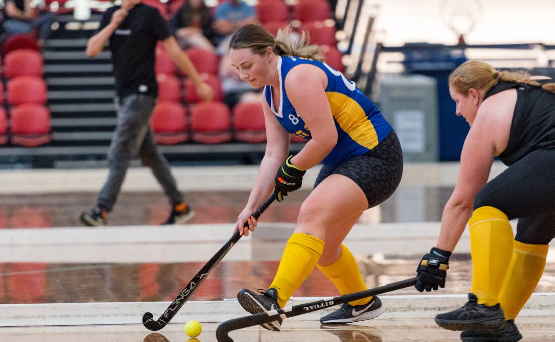 TERRIFIC TOURNEY: Hockey players, including Georgie Daly, came from all over the state to contest the Festival of Indoor Hockey at the Silverdome. Picture: Phillip Biggs