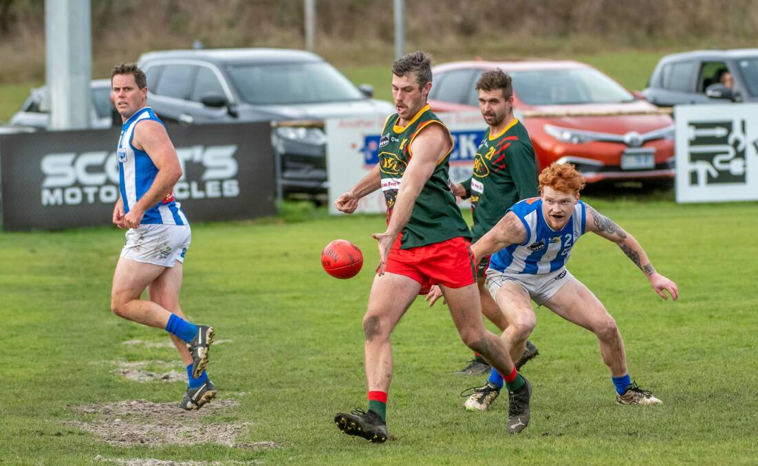 KING PARROT: Rohan Sergeant kicked six of the best to lead Bridgenorth over Deloraine on Saturday. Picture: Paul Scambler 