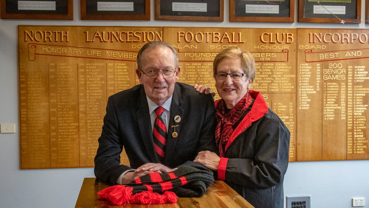 ICON: Dr Frank Madill, with wife Linda, has been associated with the Northern Bombers since 1971.