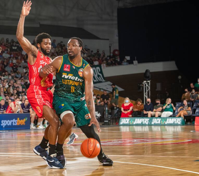 SCORER: MiKyle McIntosh had one of his best games for the Tasmania JackJumpers against New Zealand at the Silverdome. Pictures: Paul Scambler