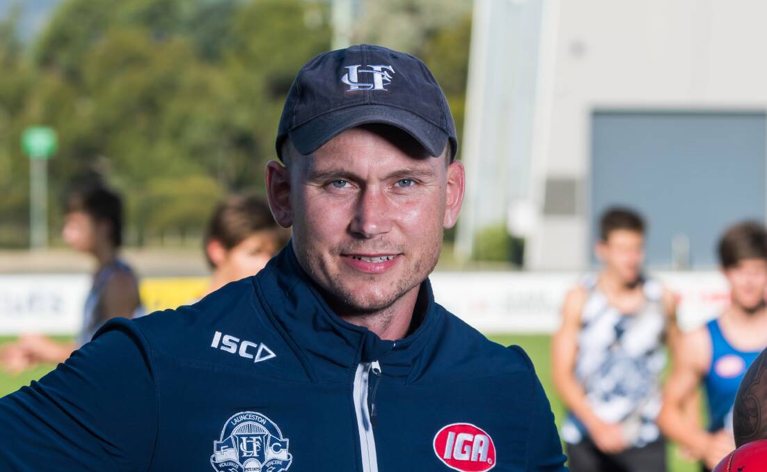 BOUNCE BACK: Launceston Football Club coach Mitch Thorp will rotate his squad ahead of the upcoming finals campaign which awaits the Blues. Picture: Phillip Biggs