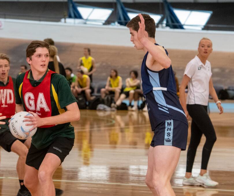 NEW FRONTIER: Netball Tasmania is hoping to grow men's participation in netball in the coming years. St Pats Micah Richardson in the high schooll championships shown here. Picture: Paul Scambler