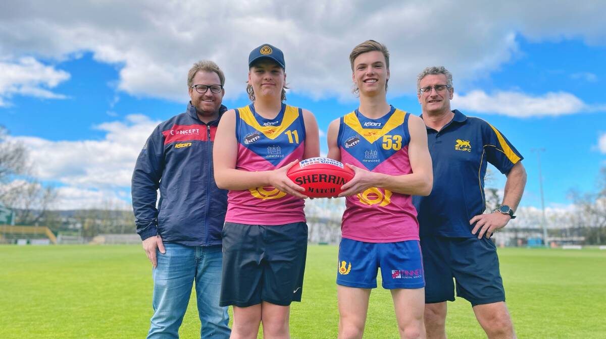 NEW DAWN: Old Scotch president John Bayles with players Charlie Crosby and James Marshall and East Launceston president David Skipper at the announcement. Picture: Adam Daunt