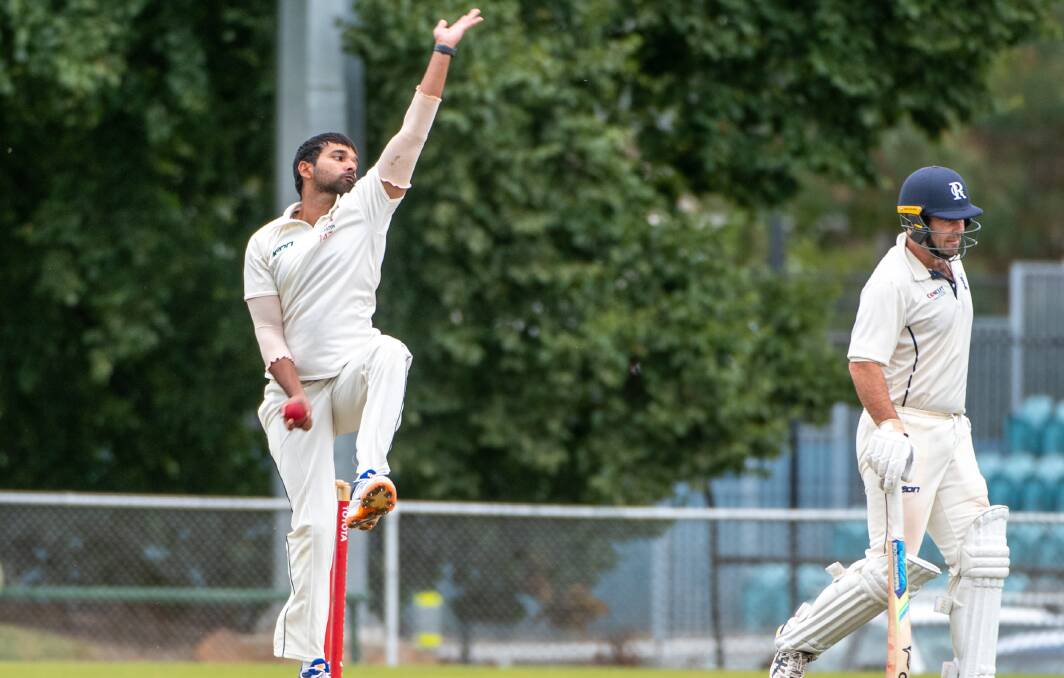 WICKET-TAKER: Dravid Rao led the Launceston bowling attack with four wickets against Riverside. Picture: Paul Scambler
