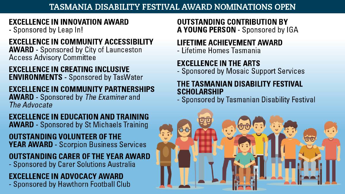 RECOGNITION: The Tasmania Disability Festival is looking for nominations to recognise the work of people with a disability and in the disability sector.