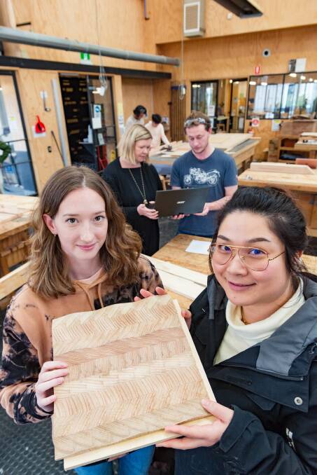 WORKERS: Kiera Hansen and Phatama Kraivani are part of the UTAS student team which built on concept model for the project. Picture: Phillip Biggs