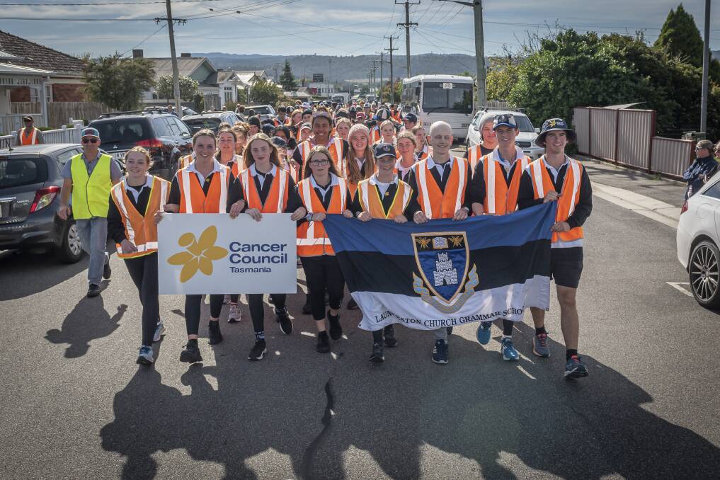 WALKATHON: Launceston Grammar year 12 students walked 80 kilometres in 24 hours to raise valuable funds for Cancer Council Tasmania. Picture: Craig George 