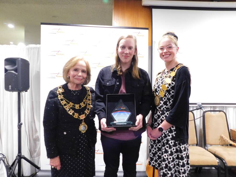 AWARDS: Mayor Christina Holmdahl, Young Volunteer of the Year Cooper McKercher and Youth Mayor Chloe White. Picture: Supplied