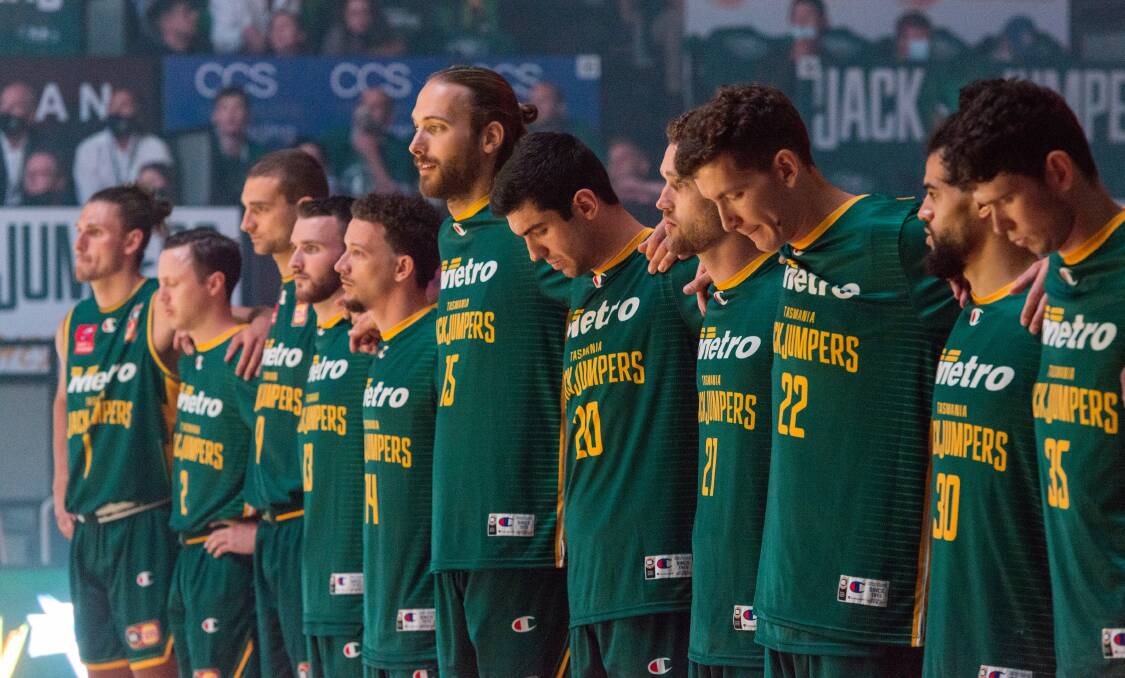 SLAM DUNK SUCCESS: Tasmania JackJumpers tasted success in their debut NBL fixture against the Brisbane Bullets at the Derwent Entertainment Centre. Picture: Phillip Biggs