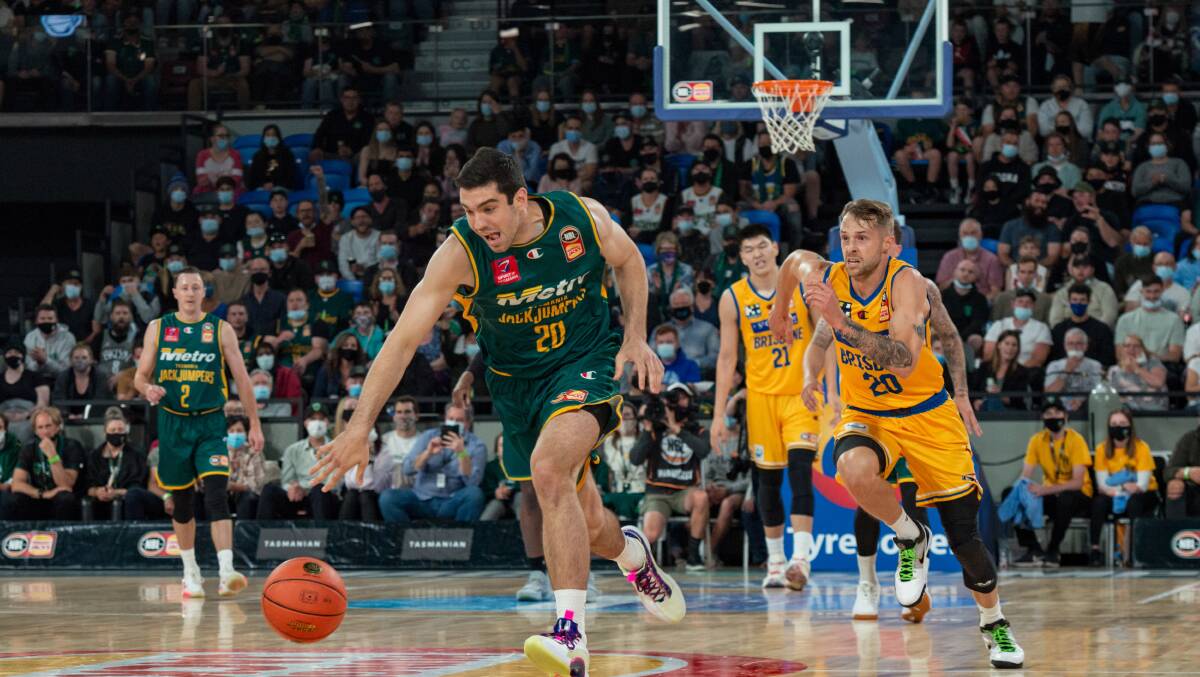 The JackJumpers, including Fabijan Krslovic, impressed during their debut win over the Brisbane Bullets. Picture: Phillip Biggs