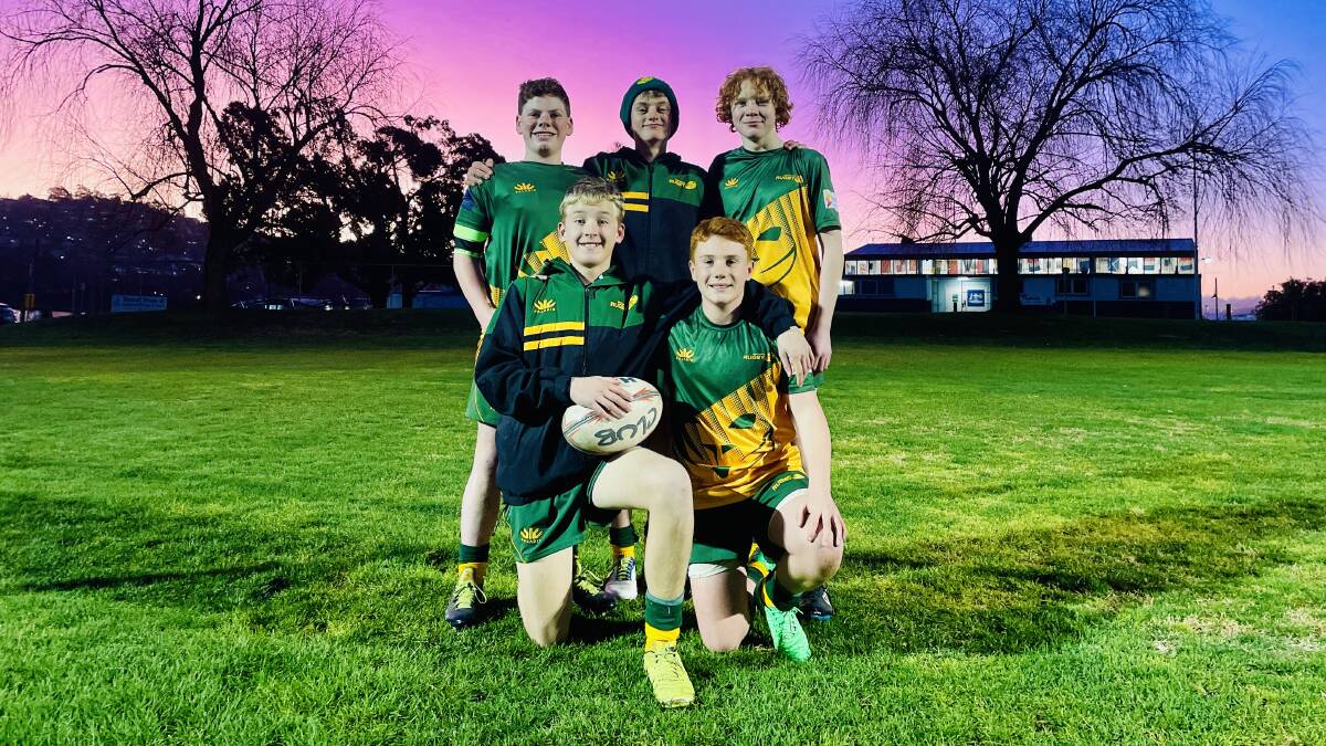 HONOUR: Back row: (L-R) Eddie Toohey, Oscar Davey, Nate Henrys. Front row: (L-R) Charlie Goodlock and Makkai Kettle. All represented Tasmania in the Southern States championships. Picture: Adam Daunt