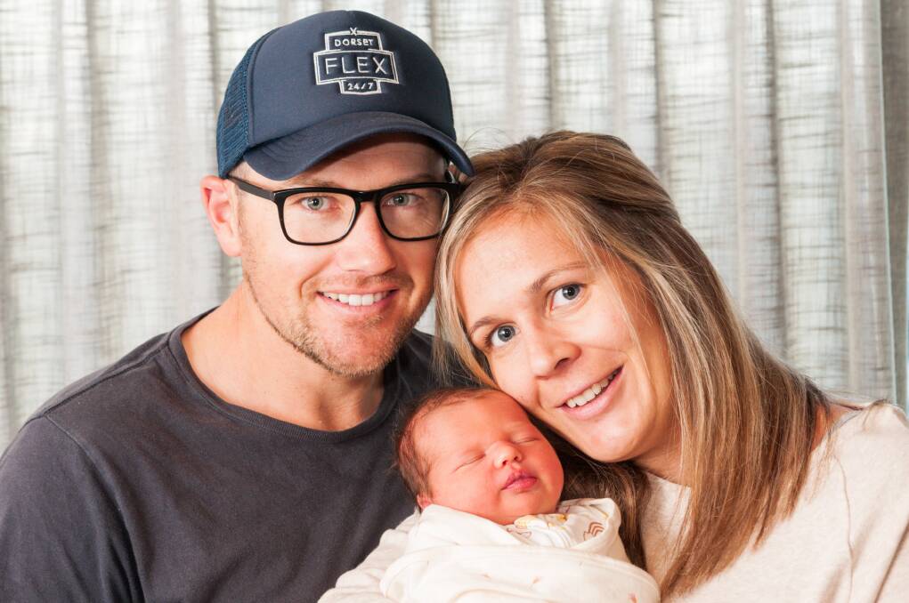 MOTHER'S DAY 2021: Proud parents Heath and Rachel Summers with new daughter Remi, who was born on May 5. Picture: Phillip Biggs