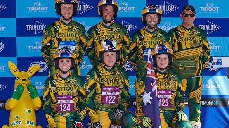 AUSSIE PRIDE: Chris Bayles (second from right) and Jenna Lupo(bottom left) are set to represent Australia at the Trial des Nations for the first time since 2019 when they went to Ibiza. Pictures: Supplied