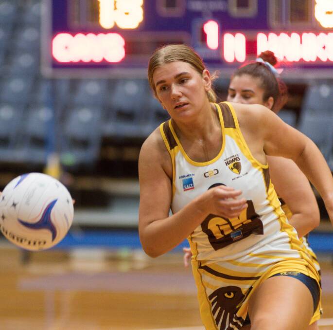 BACK IN ACTION: Monique Dufty will be back in action for the Northern Hawks in the Tasmanian Netball League after being with the Tasmanian squad in the national championships. Picture: Phillip Biggs