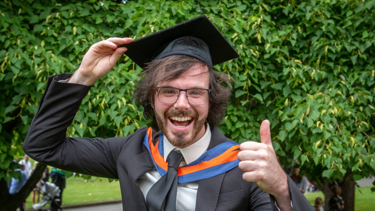 Josh Rowlands was excited to be donning his robes for Friday's graduation ceremony. Pictures: Paul Scambler 