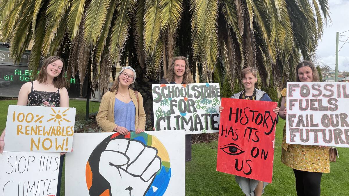 Lilli Beausang, Cecilia Bence, Rohan Swinsburg, Azra Clark and Bronte Luttrell are taking a stand against climate change. Picture: Sarah Davison 