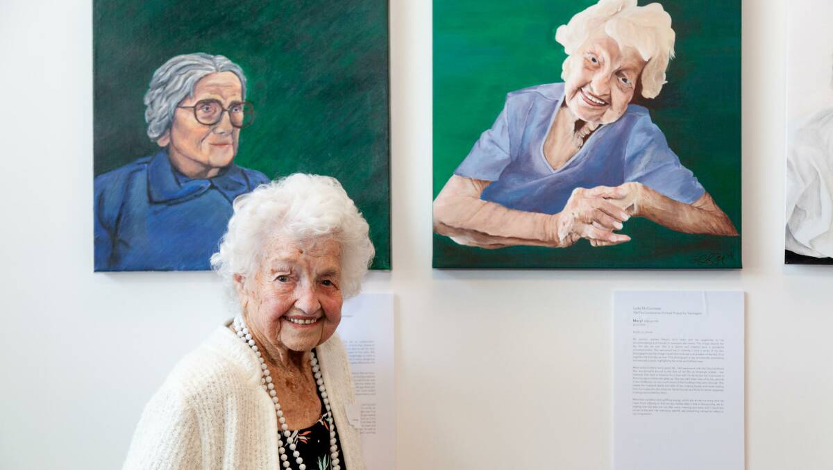 JOY: Meryl Robbins with her portrait. Picture: Supplied 