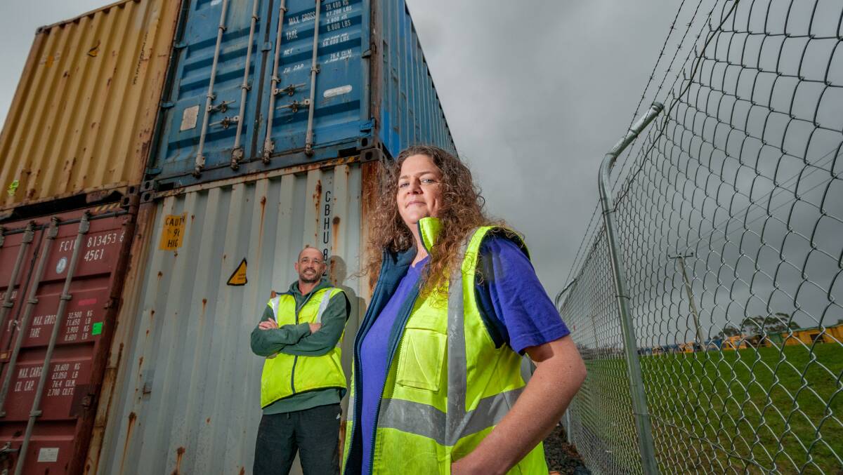 Feeding the Homeless public officer Kirsten Ritchie and volunteer Andrew Cassidy are hoping to convert shipping containers into sleep pods. Picture: Phillip Biggs 