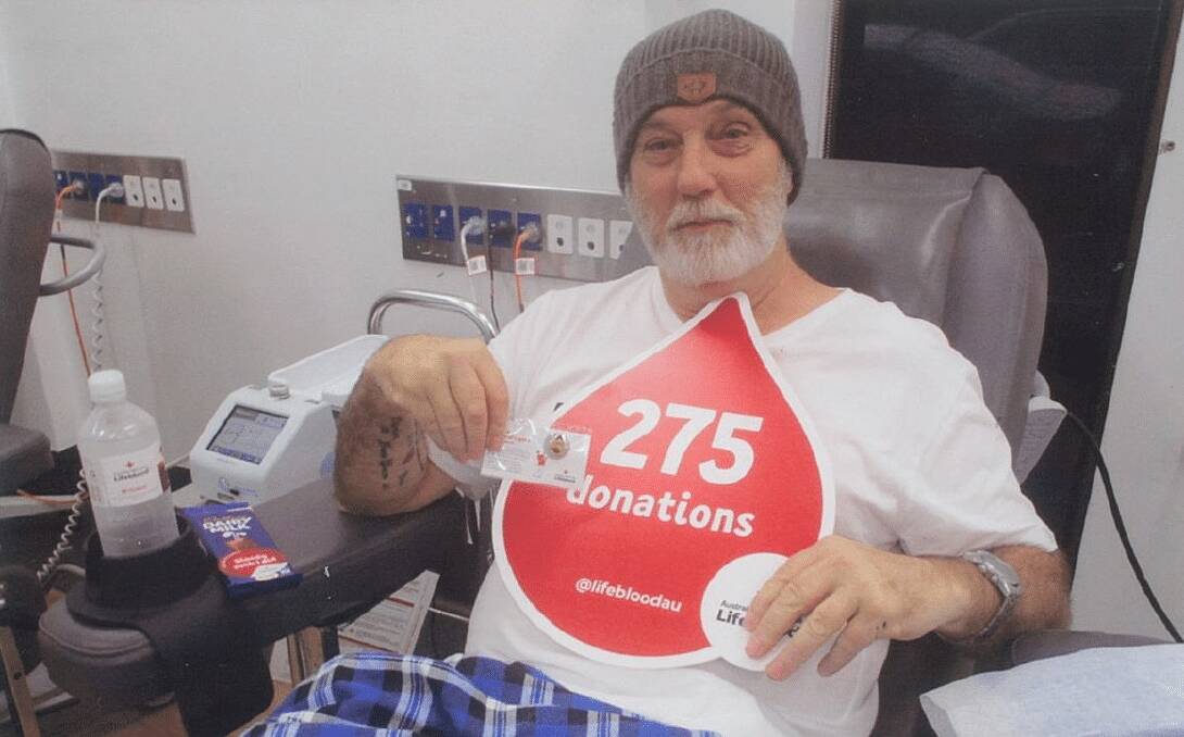LEGEND: Kerry Felstead makes his 275th blood donation. Picture: Supplied