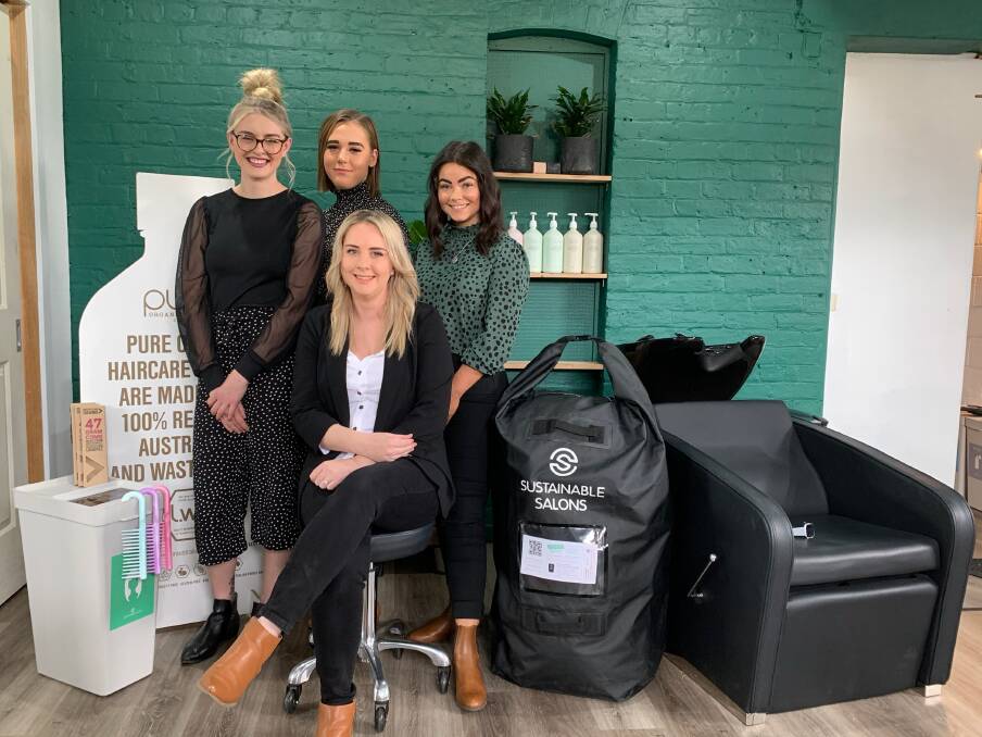 SUSTAINABLE: Salon owner Samantha Crawford with staff Emma Haase, Jade Jones and Carlie Daniels. Picture: Jess Scott
