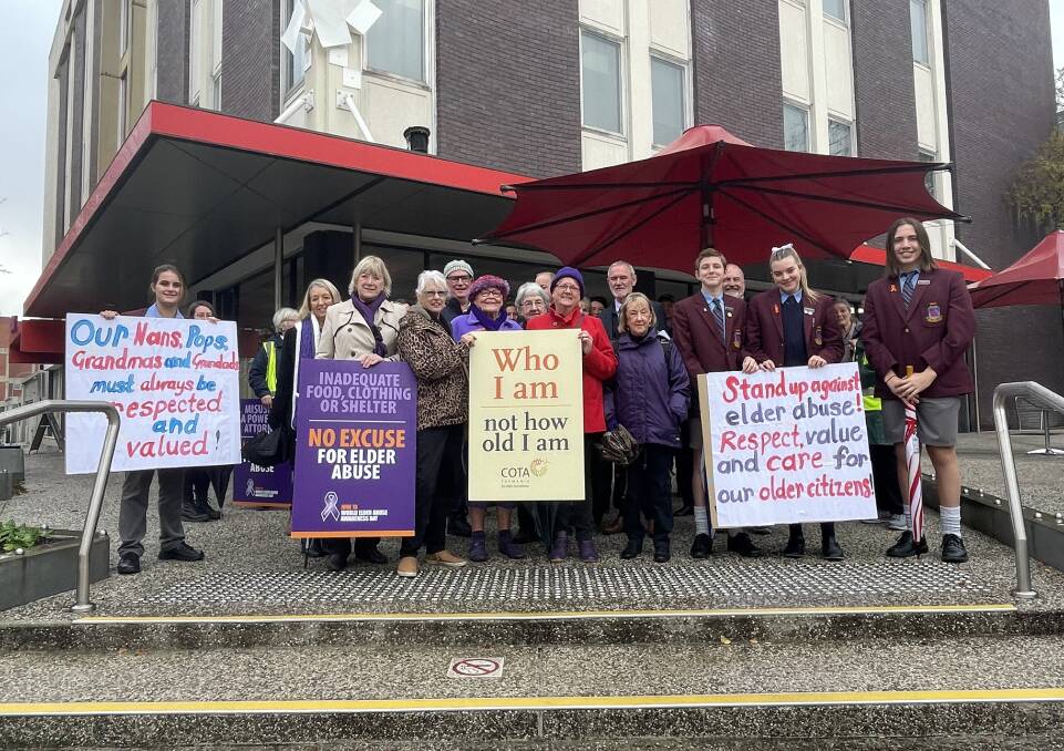 CALL IT OUT: students, parents, councillors, police and the elderly came together for the Tasmanian Council of the Ageing's annual Walk Against Elder Abuse. Picture: Andrew Chounding