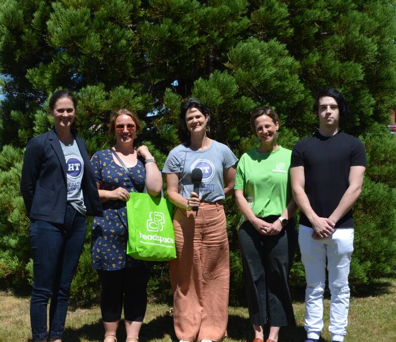 WINNERS: The team behind the award-winning podcast, Get Psyched. Healthy Tasmania managing director Lucy Byrne, Headspace senior clinician Danielle Jackson, Penny Terry, Caroline Thain and Luke Bracy. Picture: Andrew Chounding
