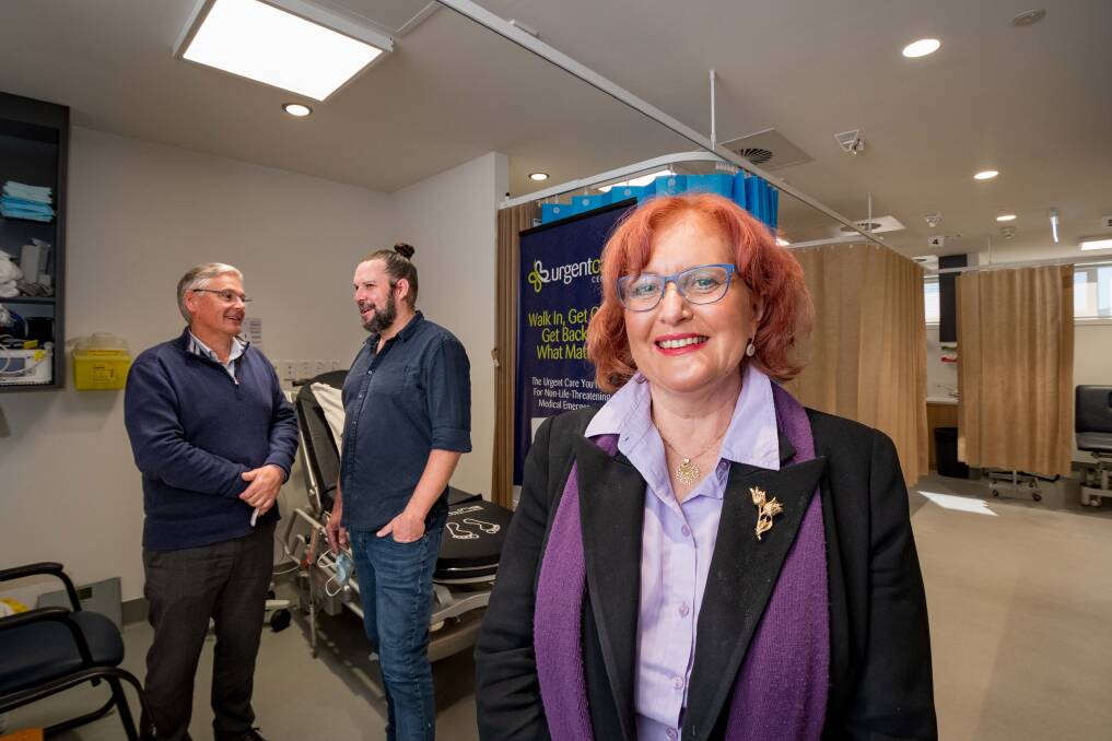 RACGP Tasmania chairman Dr Tim Jackson, Deputy chairman Dr Toby Gardner, and Professor Karen Price at Newstead Medical Centre. Picture: Phillip Biggs