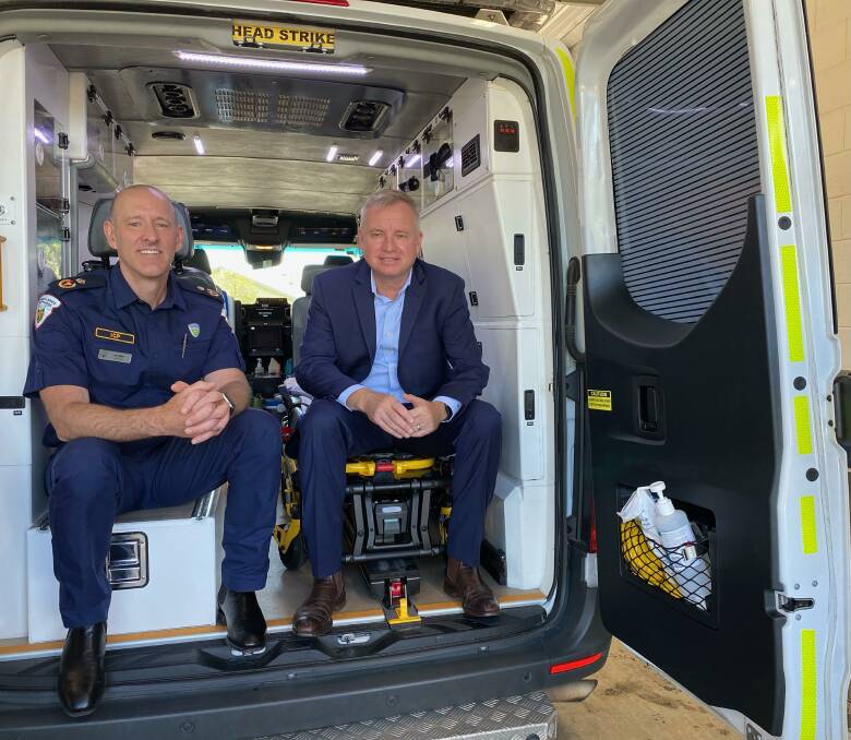 ON CALL: Ambulance Tasmania chief executive Joe Acker and Health Minister Jeremy Rockliff: Picture: Supplied 