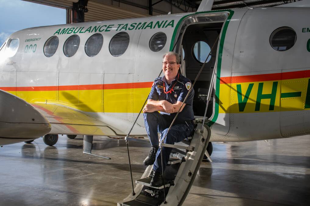 SKY HIGH: Nicholas Chapman at the Royal Flying Doctor Service base in Launceston has called time on his career as a paramedic. Picture: Paul Scambler