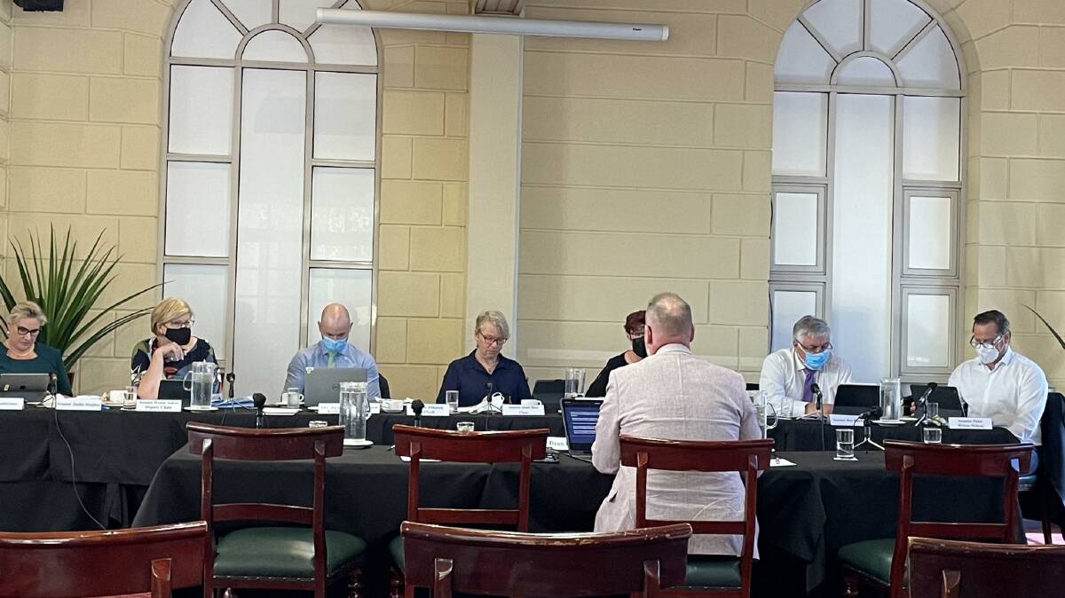 INQUIRY: Dean Griggs addresses the Community Affairs References Committee. Picture: Andrew Chounding