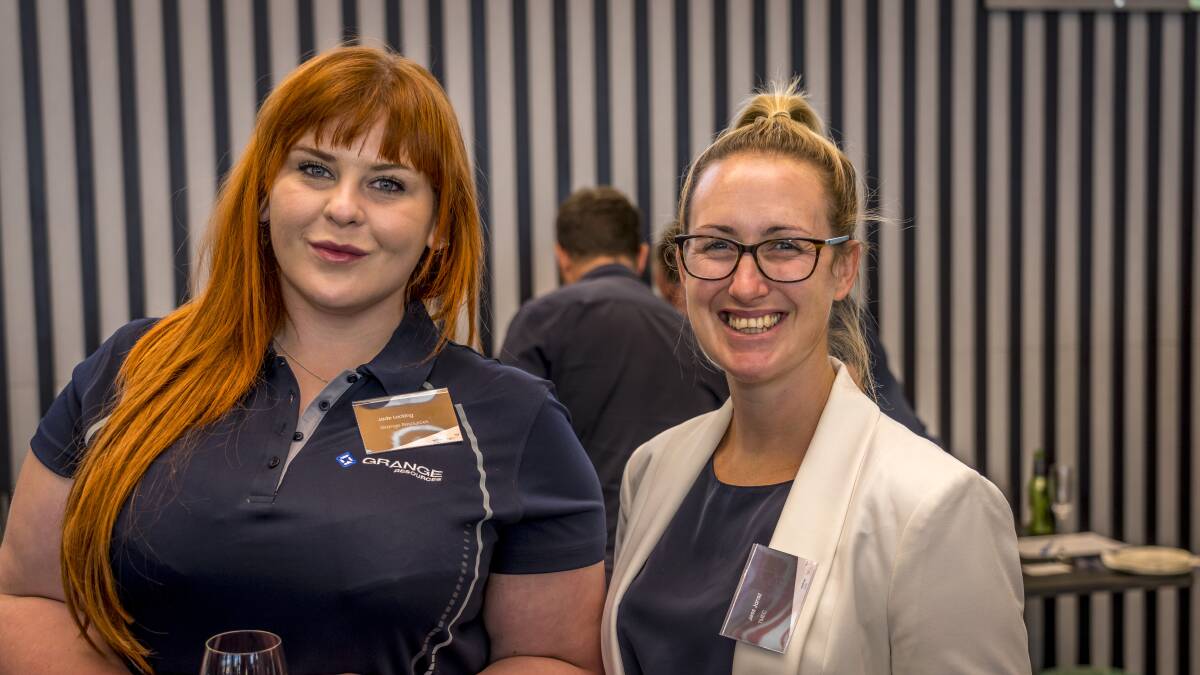 Finalist: Jade Locking, from Grange Resources, who is up for an award, and Jess Jansz, from TMEC, at at the launch of the Women in Resources & Manufacturing Tasmania Awards 2022. Picture: Supplied.