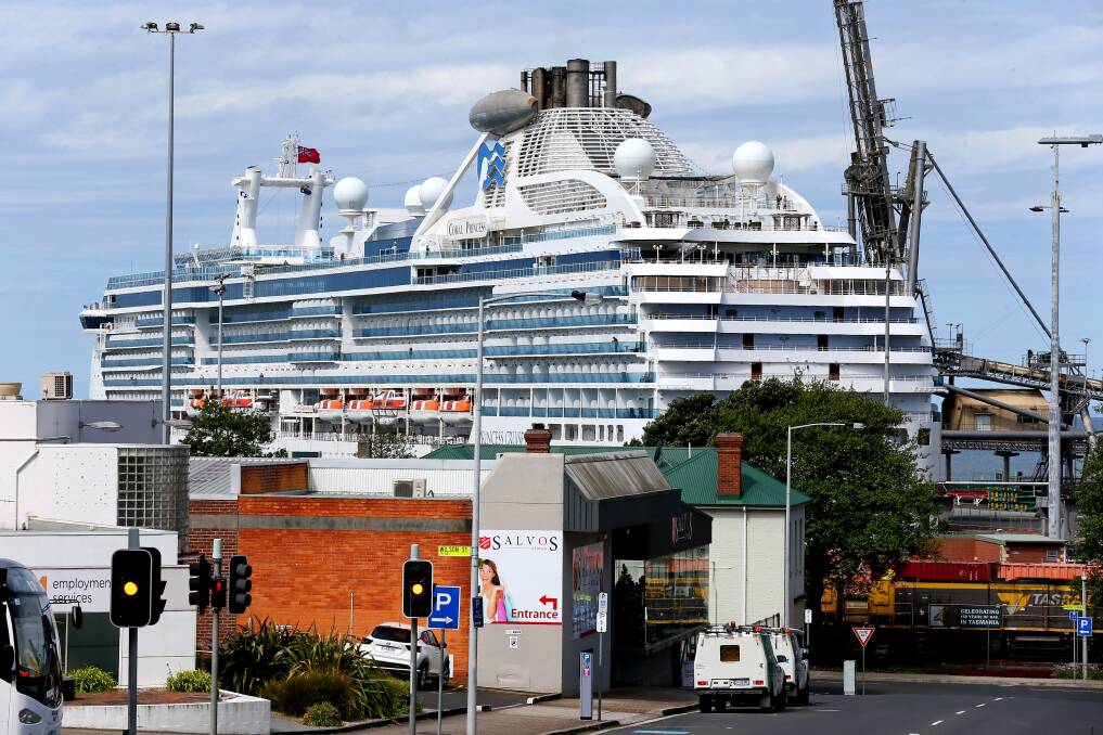 The Coral Princess docked at Burnie port on Saturday. About 1800 passengers were on the ship. Picture By Rodney Braithwaite.