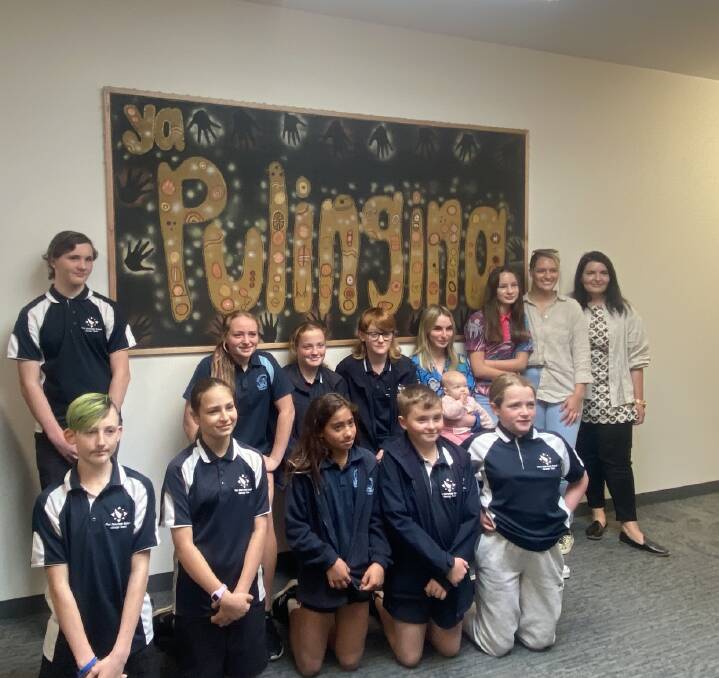 Students from Port Palrymple Primary School, with George Town Council Aboriginal community officer Susan Mansell. Picture by Nikita McGuire 