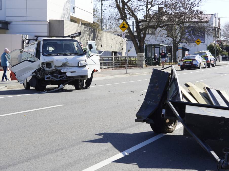 Car crash near Launceston General Hospital involving van and trailer