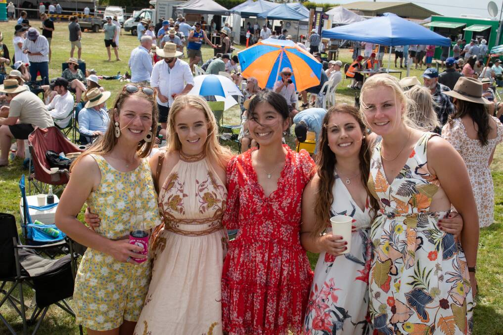 GIDDY UP: Hannah O'Brien, Phoebe O'Brien, Rowena Yeung, Danielle Whatley and Antoinette Wichmann, all of Deloraine at the 2022 Longford Cup. Picture: Paul Scambler