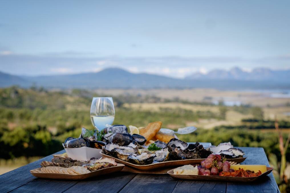 WINE AND DINE: A selection of treats on offer at Devils Corner Cellar Door with a scenic view. Picture: Puddlehub