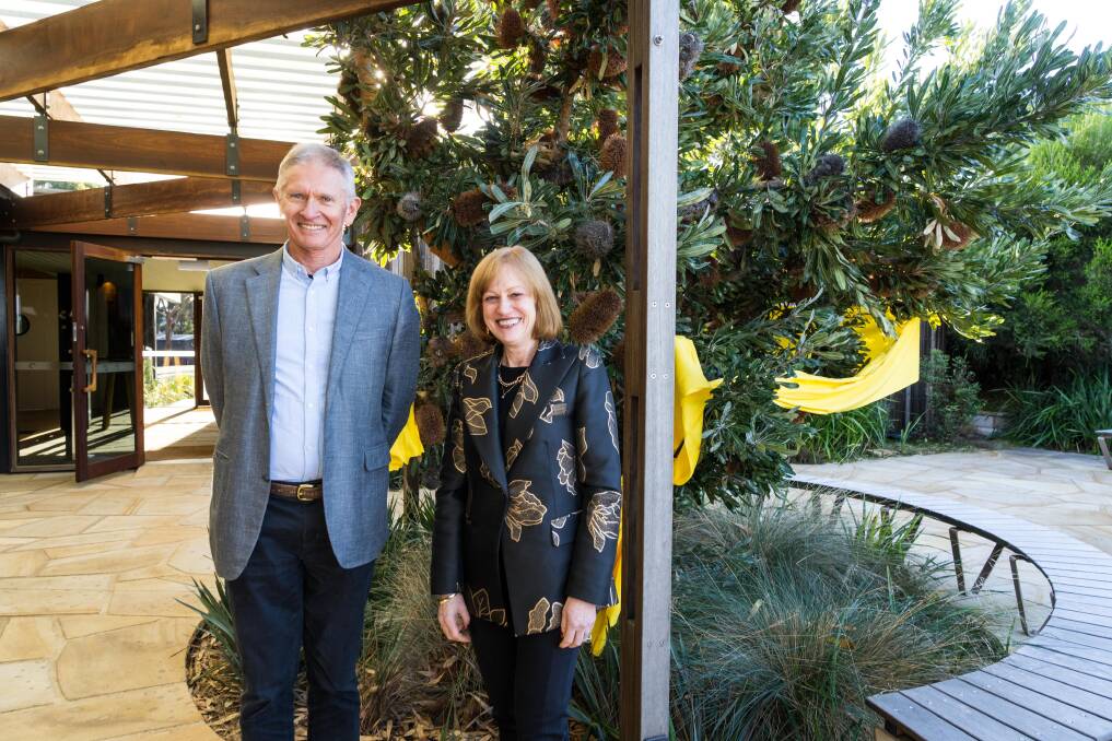 Spring Bay Mill owner Graeme Wood and the Governor of Tasmania Barbara Baker. Picture: Supplied 