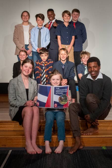 FRONT: School leavers Isabel Perry and Misgana Barratt with Bass Abel of grade one. MIDDLE: Ruby Martin, Owen Maillie, Lucas Gray and James Carroll
BACK: Heidi Schriever, Bastian Andrews, Somma Bazzadut, Hamish Duffy and Gabe Davis. Picture By Paul Scambler