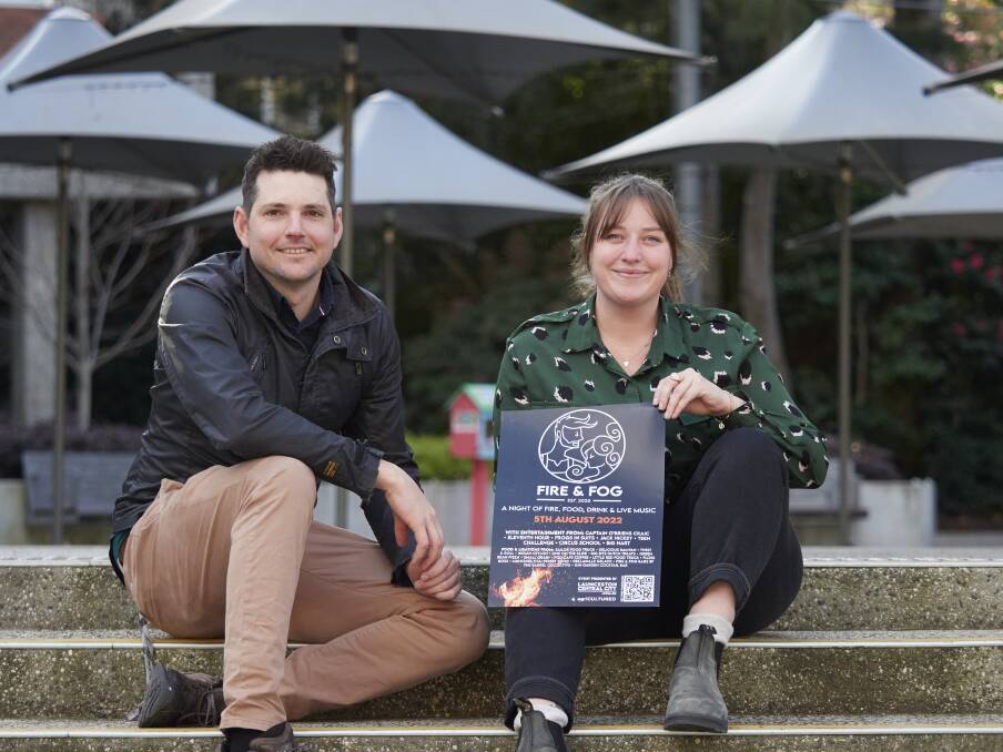 FIRE: Michael Bernhagen and Madi Biggelaar at Civic Square ahead of the Fire and Fog event. Picture: Rod Thompson