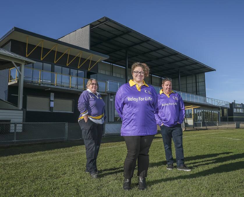 RELAY: Donna Franklin, Mel Nicholson and Damian Benson at the Longford Football Oval prepare for the Northern Midlands Relay For Life. Picture: Craig George 