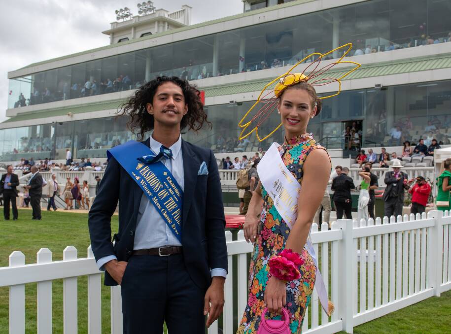 BEST DRESSED: Fashions on the Field winners Capone Makitae and Ashley Meaburn. Picture: Paul Scambler. 