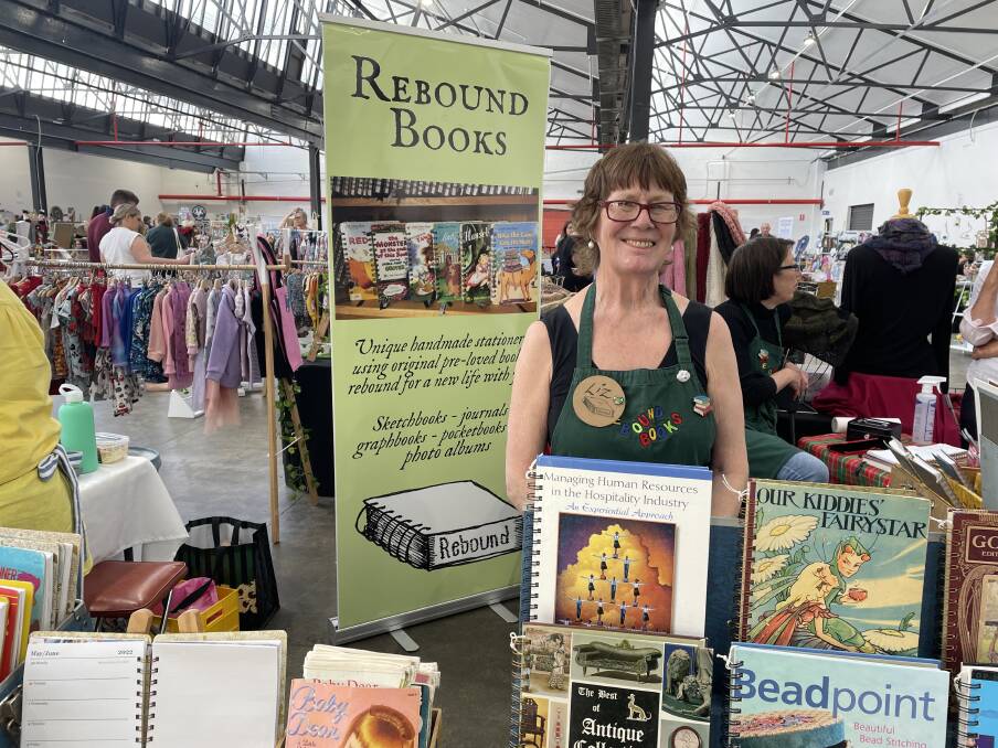 RECYCLED READS: Liz Harris from Rebound Books at the Tasmanian Makers and Creators Festival. Picture: Nikita McGuire 