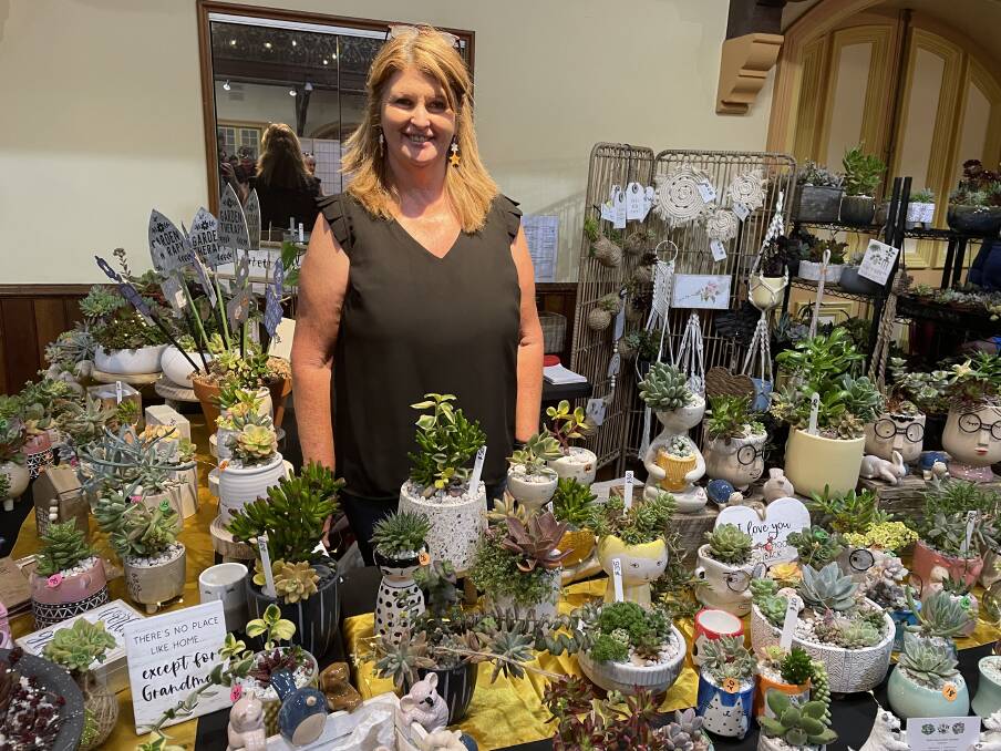GREEN THUMB: Debbie Hingston from Deb's Succulent Garden with her large range of potted plants. Picture: Nikita McGuire 