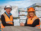 FUNDED: Timberlink sales, marketing, and corporate affairs executive general manager David Oliver with Bass Liberal MHR Bridget Archer at Timberlink's Bell Bay mill on Monday. Picture: Paul Scambler