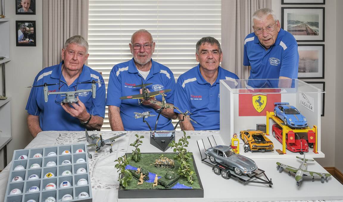 TAKING FLIGHT: Launceston Scale Model Club existing members Richard Tarr, Gregory Willis, Tim Cocker and John Bulk. Picture: Craig George