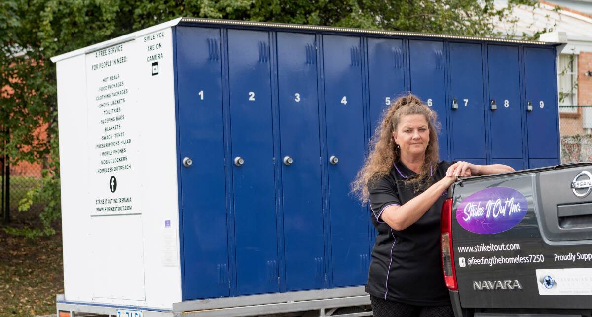 MAKING A DIFFERENCE: Strike it Out founder Kirsten Ricthie with theorganisation's mobile locker trailer at Royal Park on Sunday. Picture: Phillip Biggs
