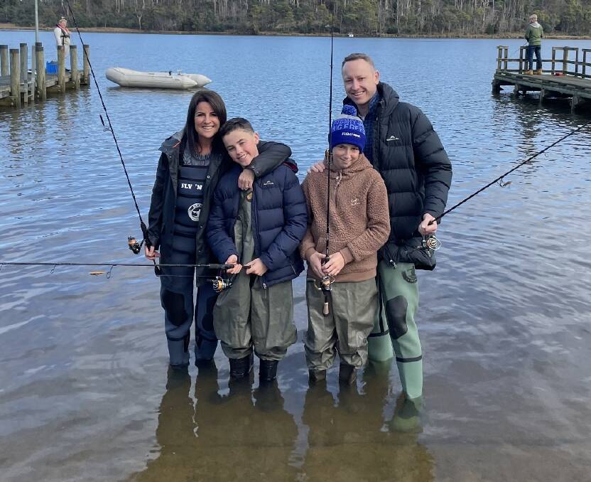 REEL DEAL: Minister for Primary Industries and Water Jo Palmer with her children Charlie and Alfie, as well as her husband Andrew. Picture: Luke Miller