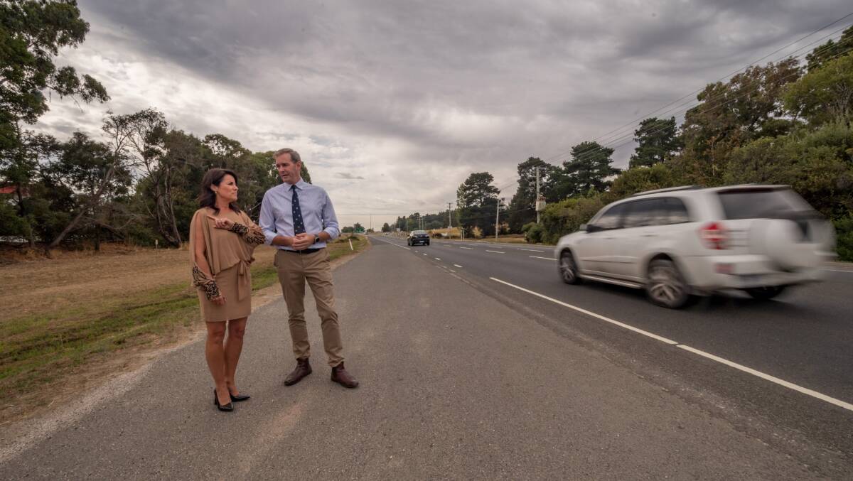 ROADSIDE: Transport Minister Michael Ferguson and Rosevears MLC Jo Palmer announced the West Tamar Highway Corridor Improvement Plan, identifying multiple upgrade opportunities in the West Tamar. Picture: Phillip Biggs